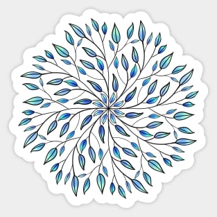 Blue Leaves Mandala Sticker